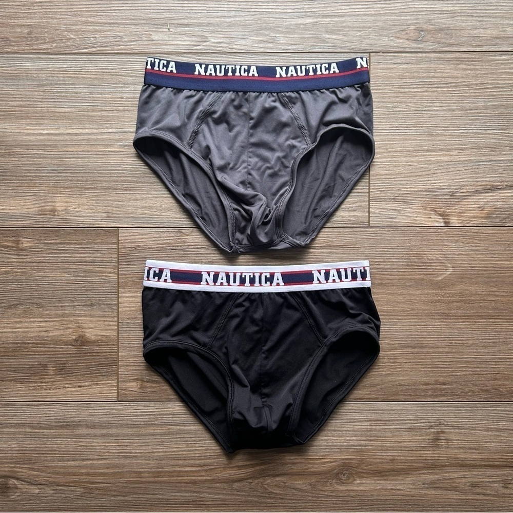 Nautica | Low Rise Microfiber Briefs in Black / Grey (Small)